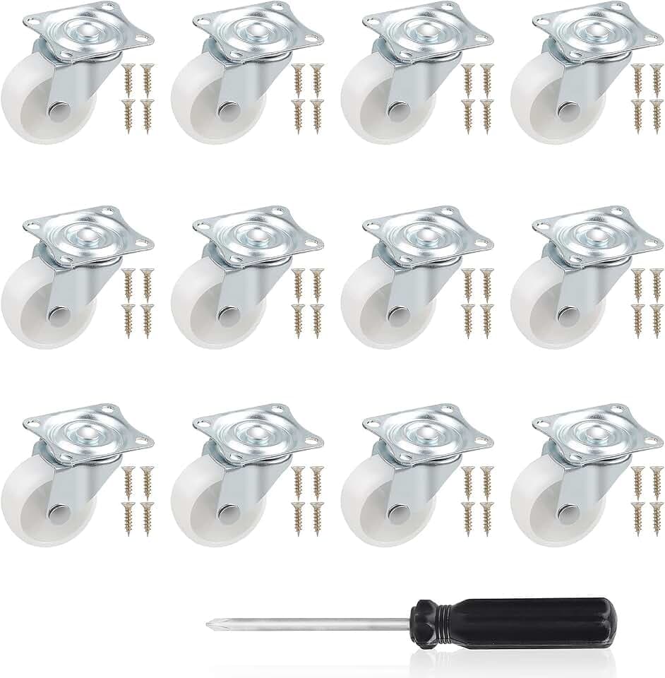 DBREAKS 12Pcs Lenkrollen Set Ø38MM, Rollen für Möbel, 360°Drehbar Rollen