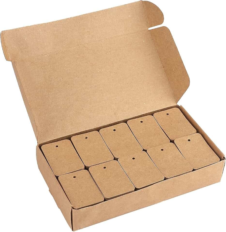 jijAcraft Kraftpapier Anhänger Etiketten Preisschilder 35mm*50mm, für Kunsthandwerk Partygeschenke, 1000 Stück, Braun