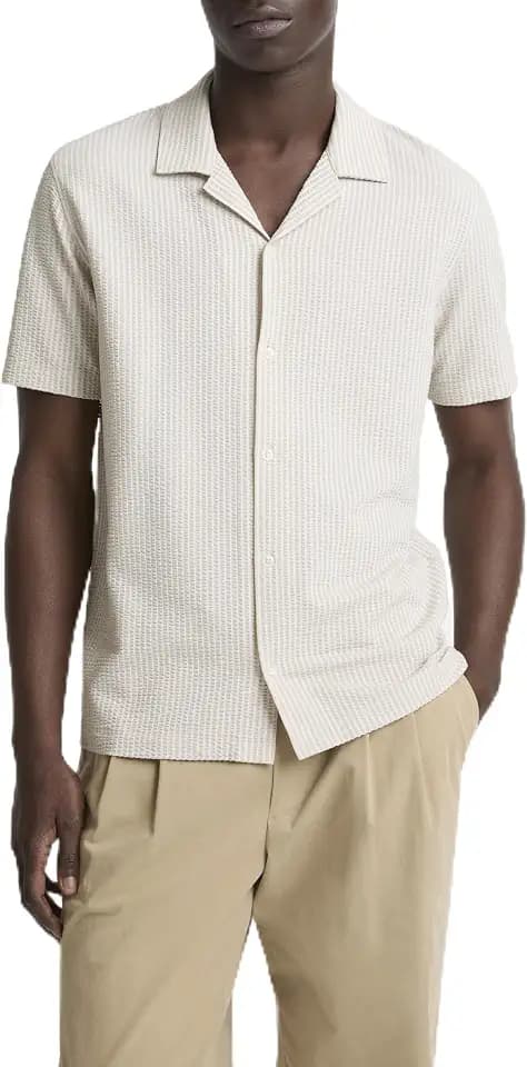 Vince Men's Seersucker Stripe S/S Cabana Shirt