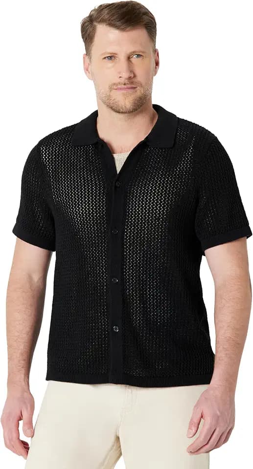 Amazon Essentials Men's Short Sleeve Button-Down Resort Knit Shirt