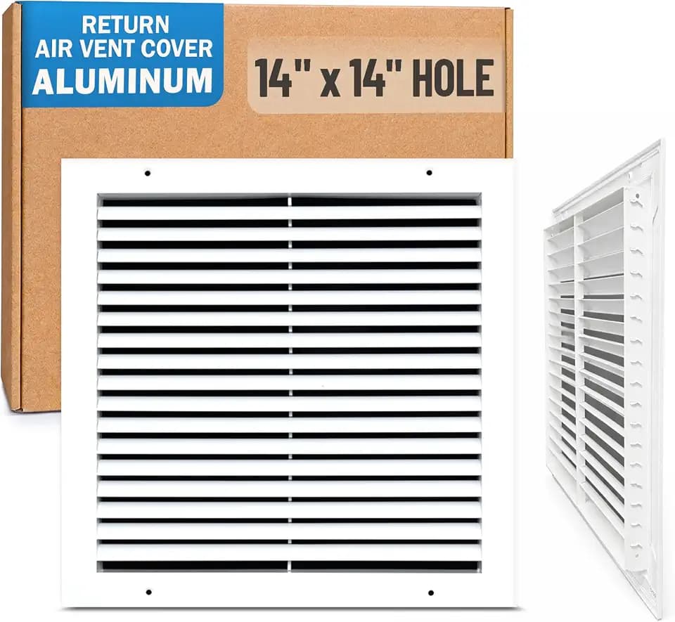 Fits 14x14 Hole | Aluminum Return Air Grille by Handua | Vent Cover Grill for Sidewall and Ceiling | Rust Free | Durable Powder Coating | HVAC Cold Air Intake Grille | White