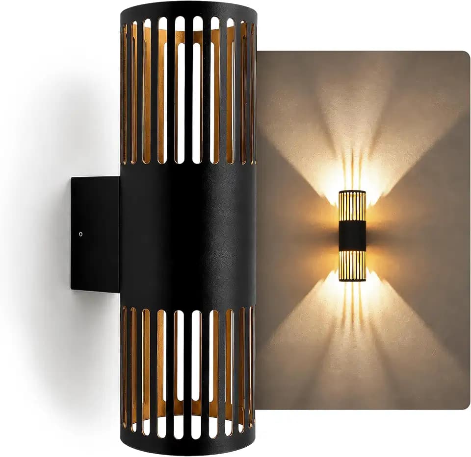 SSC-LUXon RATISA Wandleuchte 6W schwarz-gold Up & Down warmweiß IP65 230V