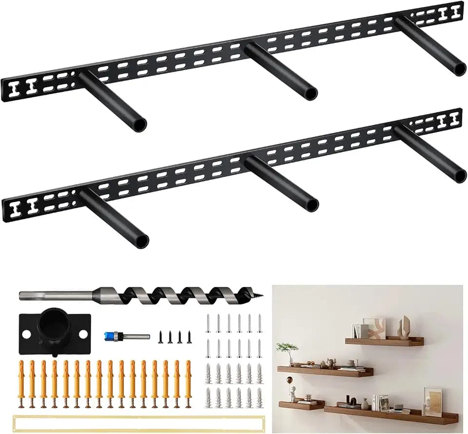 𝙐𝙥𝙜𝙧𝙖𝙙𝙚 34 in Floating Shelf Bracket - 34"x8" Hidden Floating Shelf Bracket, 2Pcs Thickened Solid Steel Wall Mount Brackets 3-Year Service