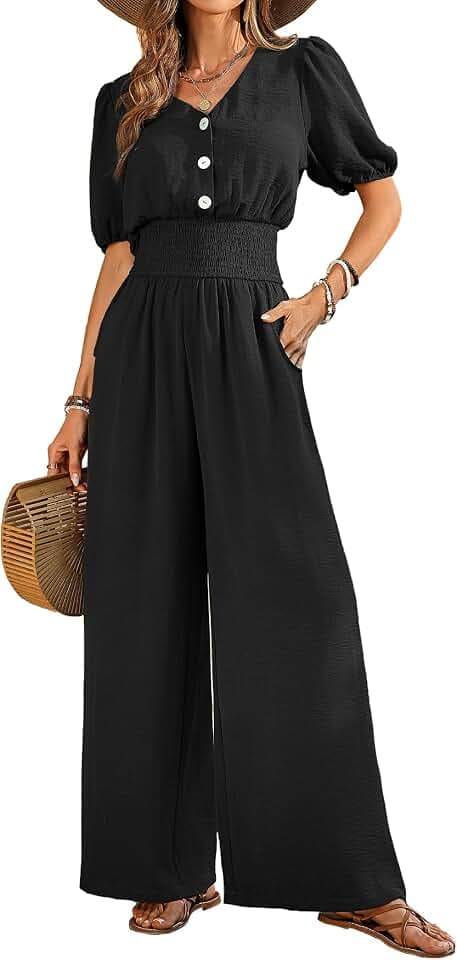 LOOKBOHO Jumpsuits for Women Dressy Casual Short Sleeve Pants Rompers 2026