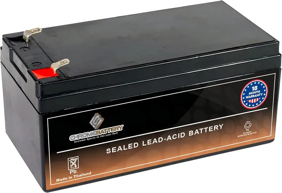 CB CHROMEBATTERY 12V 3.2Ah SLA Battery – F1 Spade Terminal – Deep Cycle Design Rechargeable Power for Alarms, Scooters, Toys & More – Maintenance-Free Sealed Lead Acid