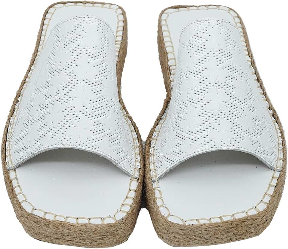 Bonateks Damen DERBTRLK100008 Wedge Sandal, White, 38 EU