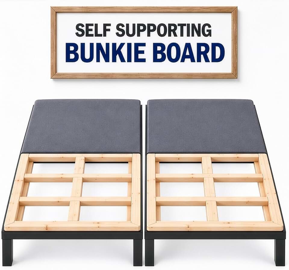 Treaton, Premium 38mm Split Wood Bunkie Board Twin Size Bed Frames - 2-Piece Under Mattress Support Board, Fully Assembled, Fabric Ventilation Cover - Replaces Wooden Slats or Box Spring(Pack of 2)
