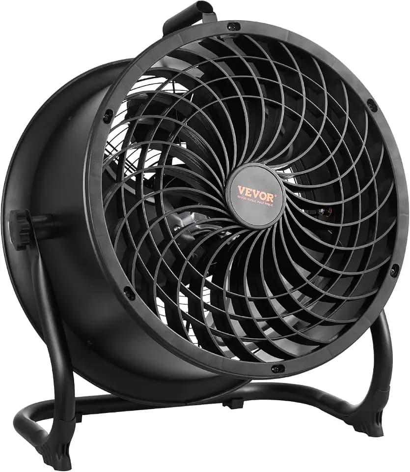 VEVOR Bodenventilator, 3 Gang, Windmaschine, 355,6mm, 360° verstellbare Neigung, 7,2 m/s Luftstrom, großer Metallventilator, für Zuhause, Fitnessstudio, Büro, Garage, Geschäftsräume
