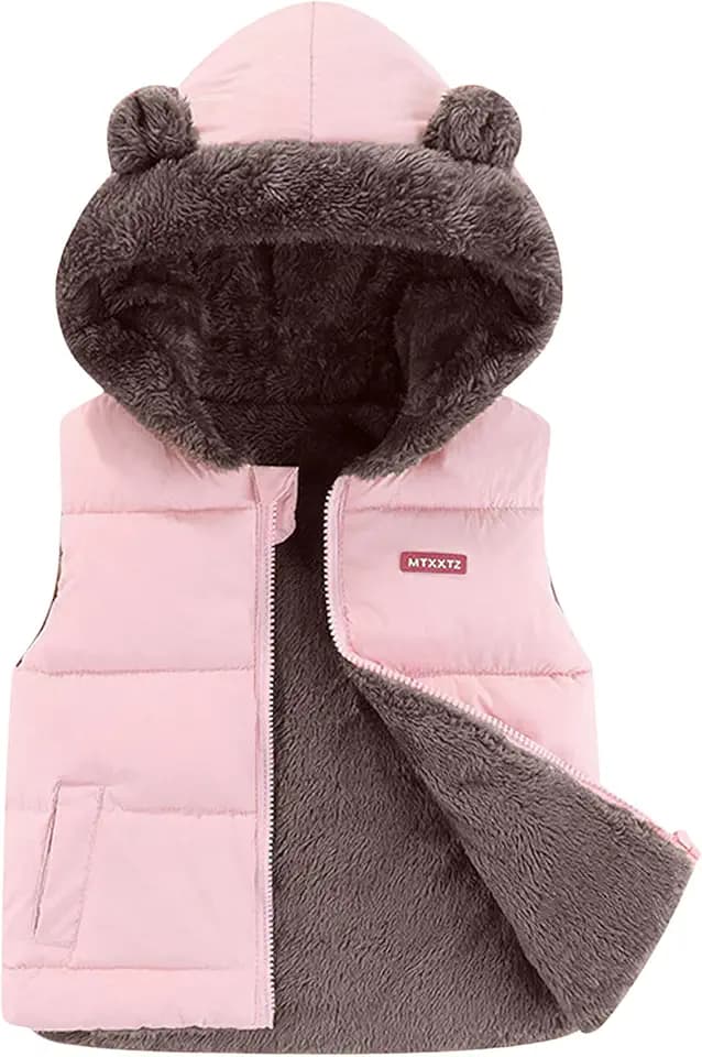 Happy Cherry - Winterweste Jungen Mädchen Mantel Ärmellose Winterjacke mit Kapuze Kinder Casuale Weste Frühling Herbst für Schule Outdoor Sport - 2-7 Jahre