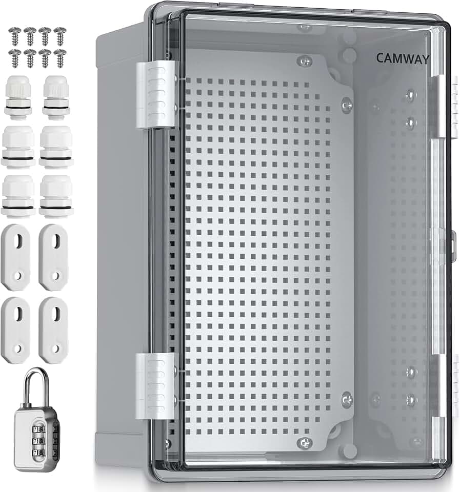 CAMWAY Wasserdichter Verteilerkasten IP67, 30x20x16cm mit Montagezubehör