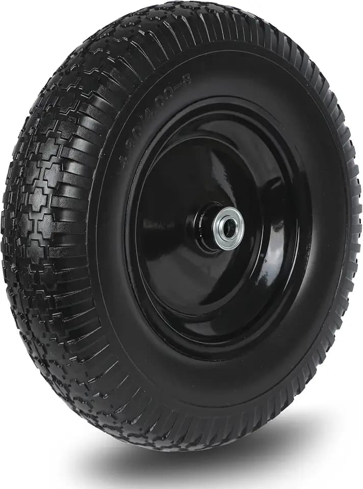 Taifa 1 PC 16 Inch Rubber Solid Flat Free Tires and Wheels 4.80/4.00-8 with 5/8'' Axle Bore Hole, Air Less Wheel for Wheelbarrow/Wagon/Hand Truck/Trolley/Garden Cart etc.