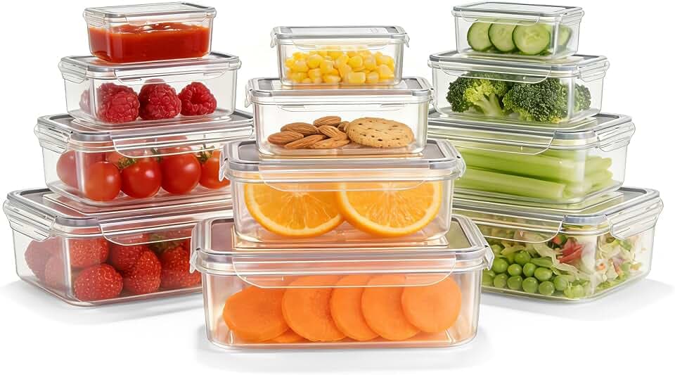 Frischhaltedosen mit Deckel, 12 Stück Vorratsdosen Luftdicht Aufbewahrungsbox mit Deckel Küche Meal Prep Boxen Tupperdosen Set BPA-Frei Plastikbox, Geignet als Kühlschrank Organizer