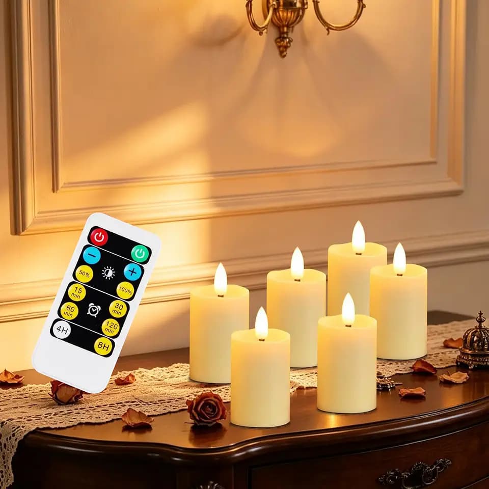 6 Pack Ivory Tea Lights Votive Candle with Remote Control emits Yellow Light max 800hours by 2 AAA Batteries(not includ) Indoor, Bedroom, Study Room……