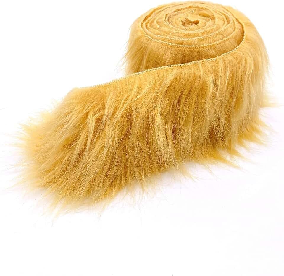Ice Fabrics Craft Faux Fur Fabric Pre Cut Rolls - 4"x60" Fur Ribbon Mohair Fabric Strips - Super Soft and Fuzzy - Perfect for Crafts, Costumes & Decoration - Latte - 4x60