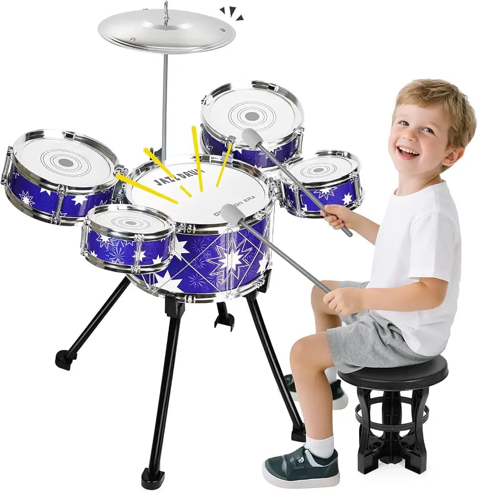 Schlagzeug Spielzeug für Kinder 3-5 Drumset mit Hocker