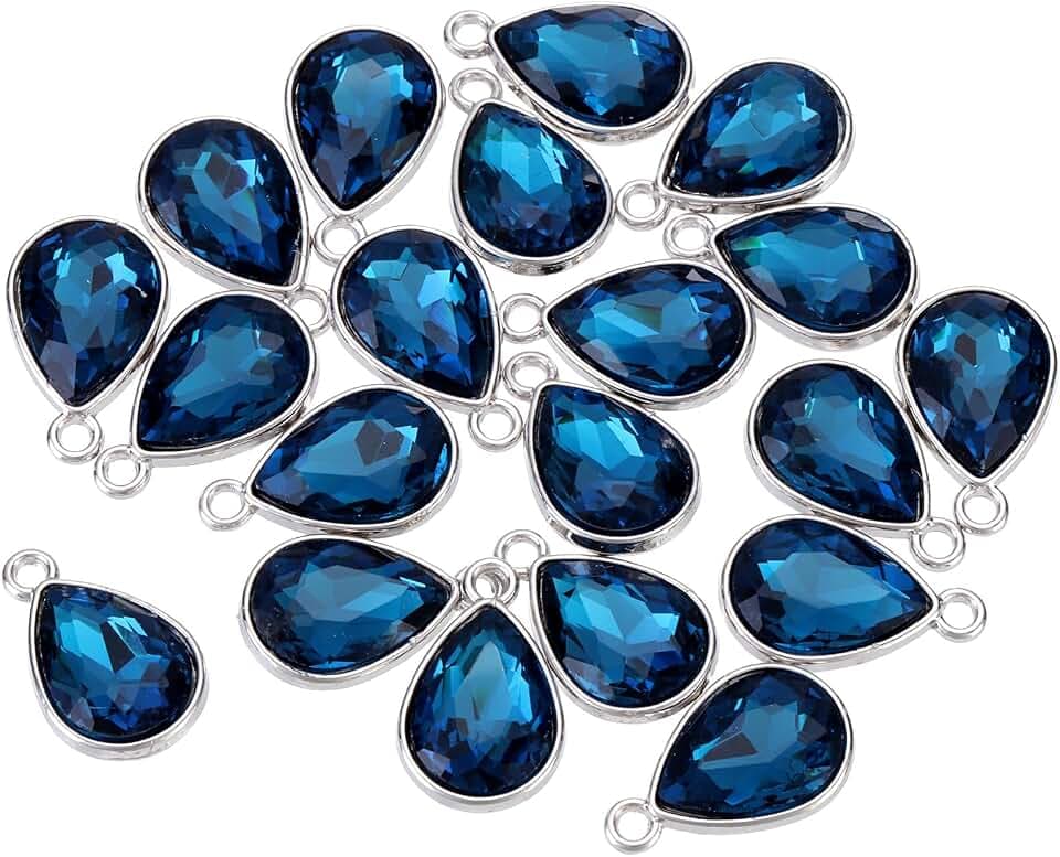MECCANIXITY Alloy Glass Crystal Teardrop Charm Shiny Teardrop Dangle Charm