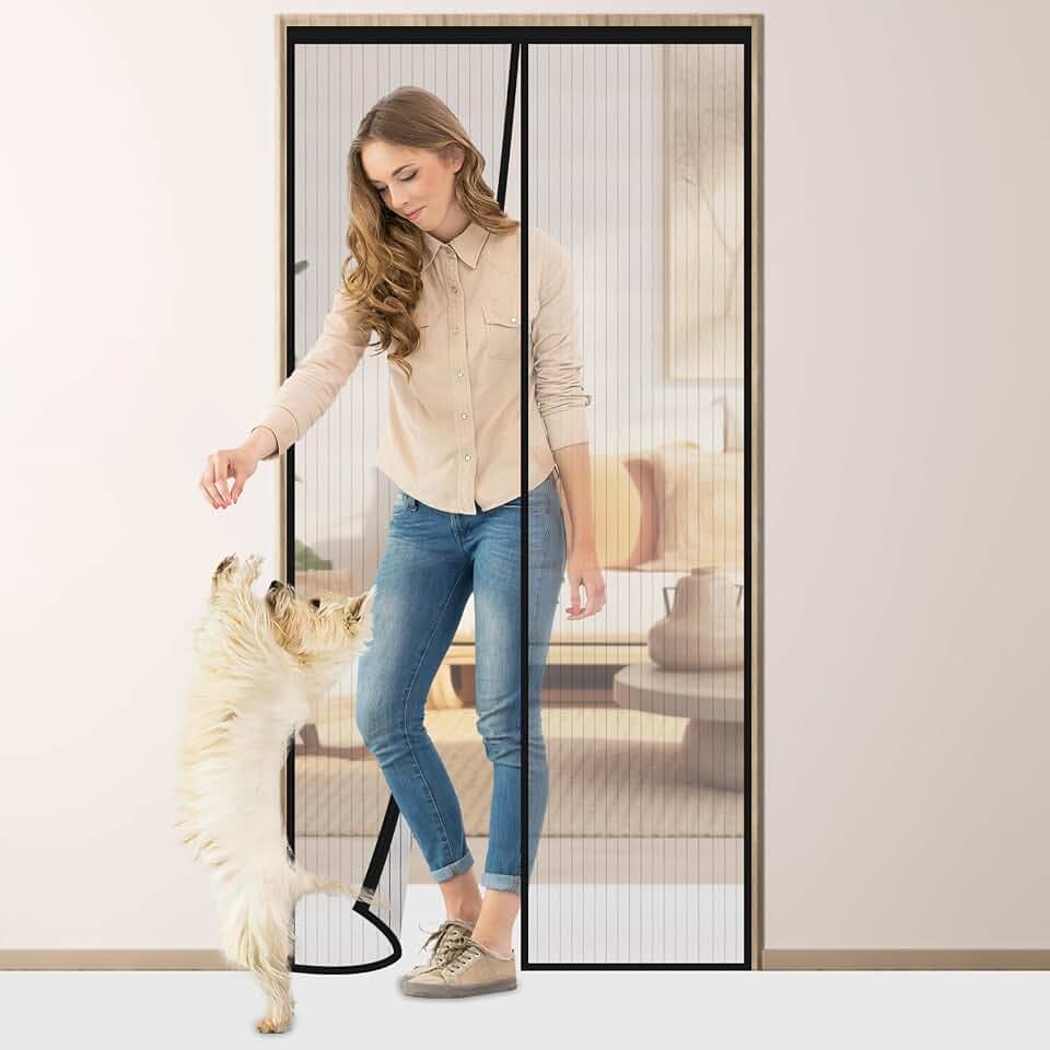 Flintronic Fliegengitter Tür Magnet, 100x200cm Insektenschutz Balkontür Vorhang, Fliegenvorhang Magnetisch, Magnetvorhang ohne Bohren für Balkontür, Kellertür, Wohnzimmer und Terrassentür (Schwarz)