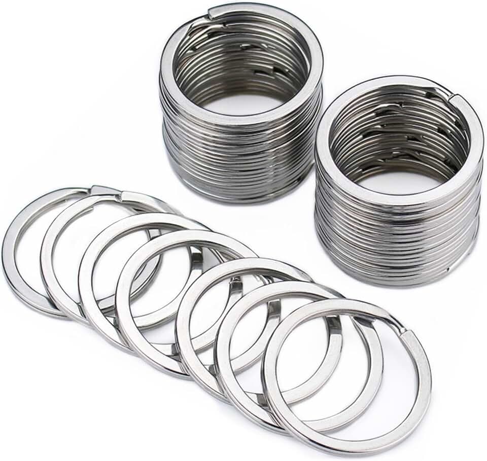 NestNook 30 mm runde, flache Schlüsselanhängerringe, 50 Stück, Metallspaltringe für die Organisation von Autoschlüsseln zu Hause und für Heimwerkerarbeiten