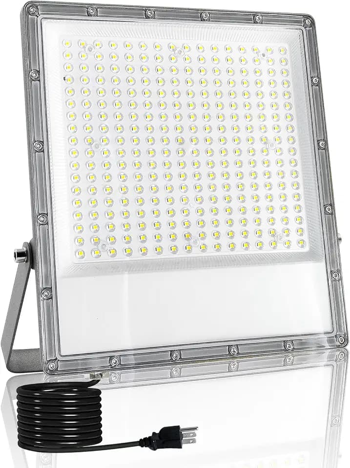 1 Pack 300W LED Flood Light Outdoor, Exterior Flood Lights, Outdoor Flood Lights, Plug in Flood Light, for Yard, Garden, Playground, Lawn, Garages,Basketball Court, Stadium