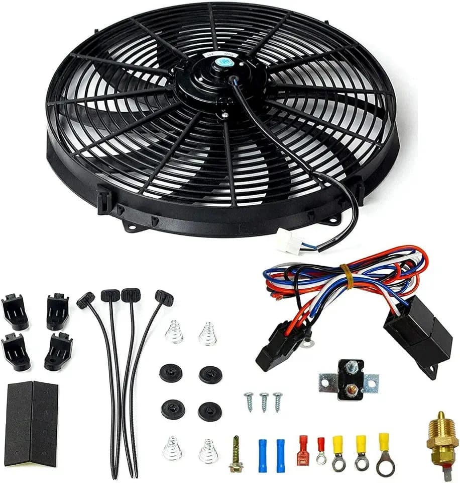 16 inch Electric Radiator Fan with Thermostat Wiring Switch Relay Kit