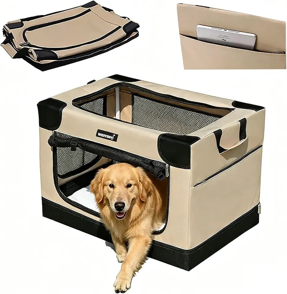 Hundebox Faltbar, Transportbox Katze Groß,Weicher Haustier-Transportkorb (82x59x59CM) zum Reisen,Hundetransportbox Auto für Zuhause Verstellbarer Stoffbezug mit Spiraleisenrohr