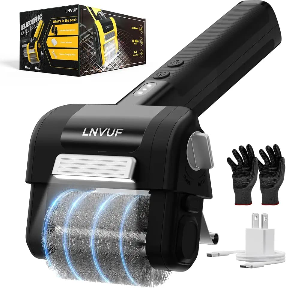 Electric Grill Brush, Grill Cleaner with LED Light, with 800 RPM Motor, Heavy Duty Grill Cleaning Tool, Personalized Grill Gift s for Dad