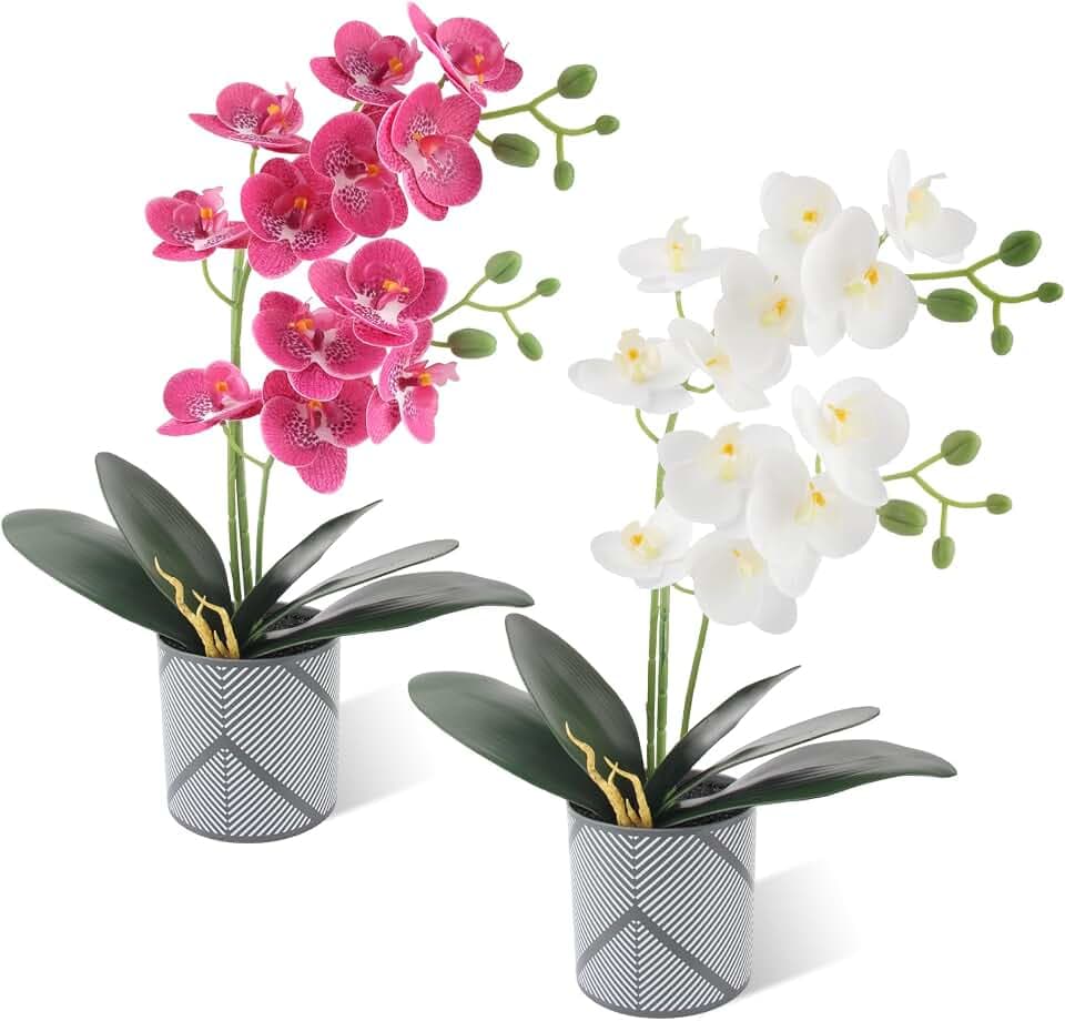 Orchideen Künstlich 2 Stück Künstliche Orchideenblumen im Topf 50cm