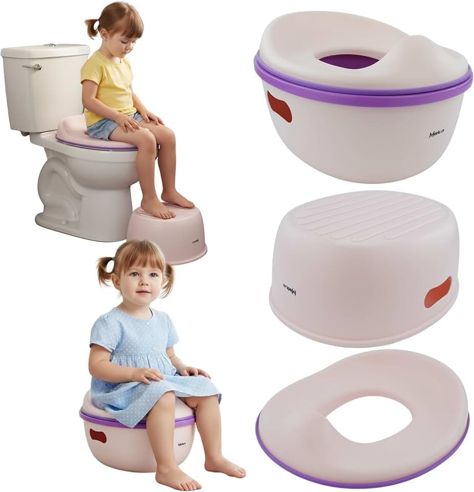 Töpfchen Sitzauflage Toilette, Touristentopf, Kinderfuß, Tragbar, 3in1 Nachttasse (Rosa)