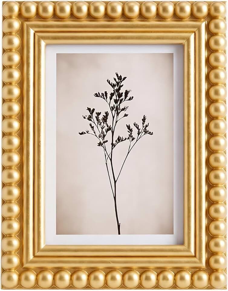 1 Pcs 5 x 7 Inch Picture Frame Beaded Photo Frame, Gold