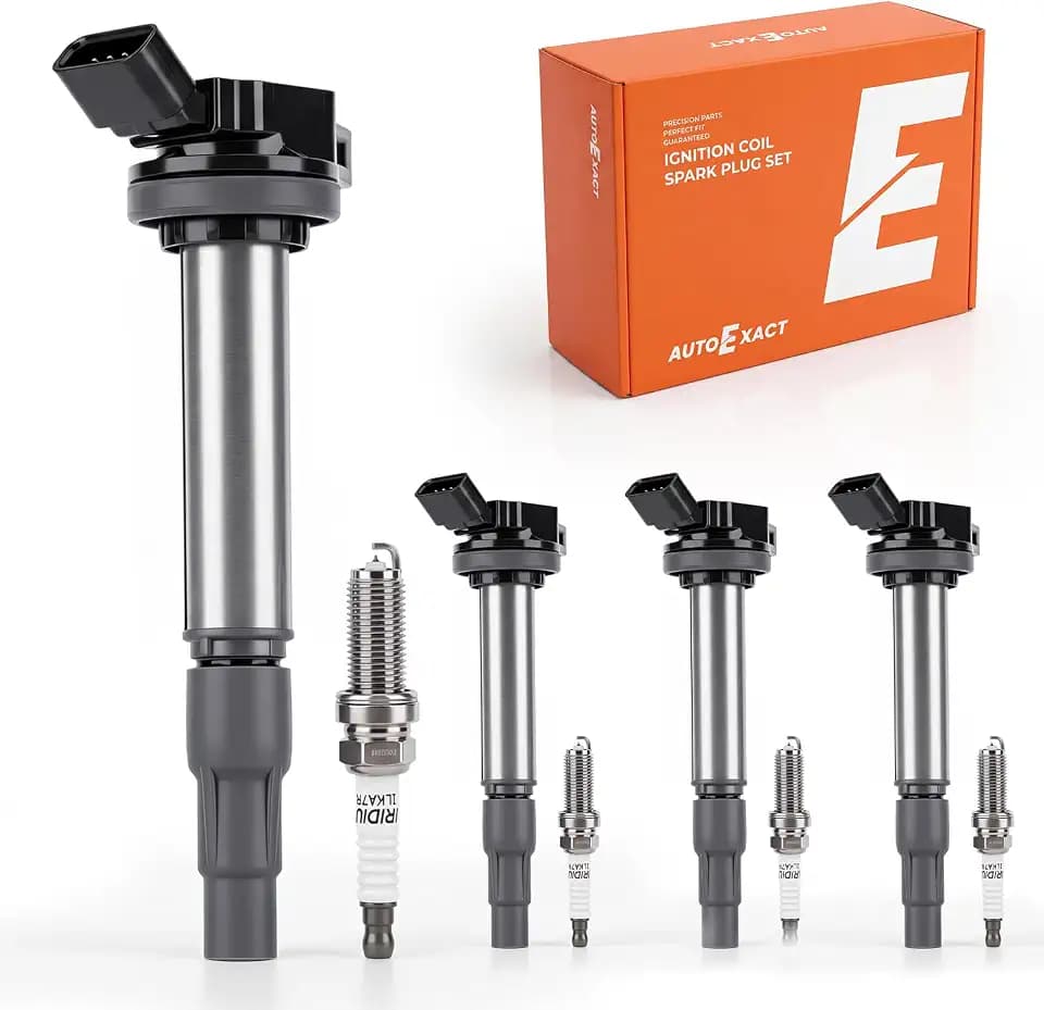 Ignition Coil Pack & Iridium Spark Plugs Kit Set of 4 Fit for Toyota 2009-2015 Corolla Prius Prius V/Plug-In Matrix Scion xD Lexus CT200h Pontiac Vibe 1.8L L4 Engine, Replace UF596 93501 | Autoexact