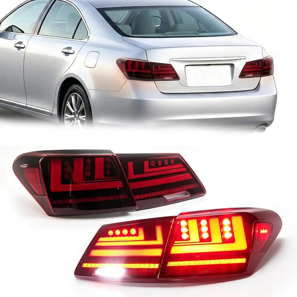 LLUX ES350 Full LED Tail Lights Compatible with 2007-2012 Lexus ES350 Rear Lamps with Sequential Turn Signal Brake Reverse Lights Tail Lamp Upgrade 81561-33500 81551-33500 Red