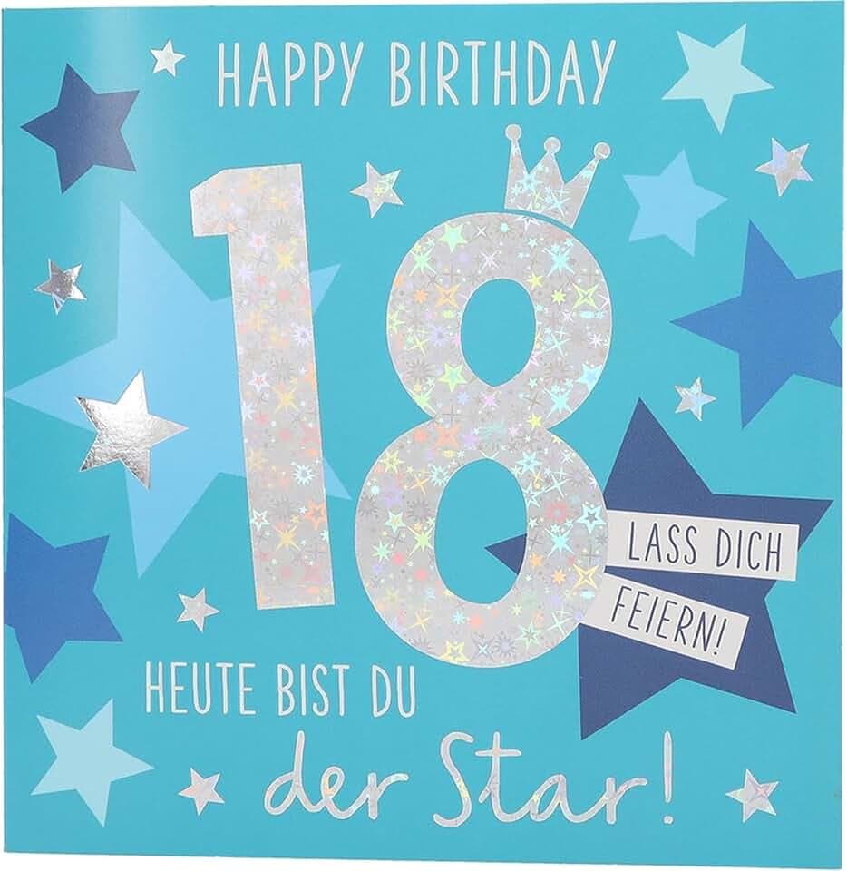 Depesche 11515-031 Zahlenkarte zum 18. Geburtstag mit Musik, veredelte Klappkarte mit originellem Innentext, inkl. Umschlag, Format 15,5 x 15,5 cm
