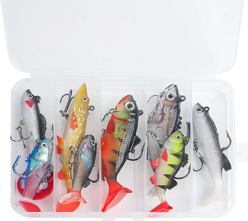 Realure 8 Stück Gummifische Angelköder Set, Lebendige Weiches Angelköder