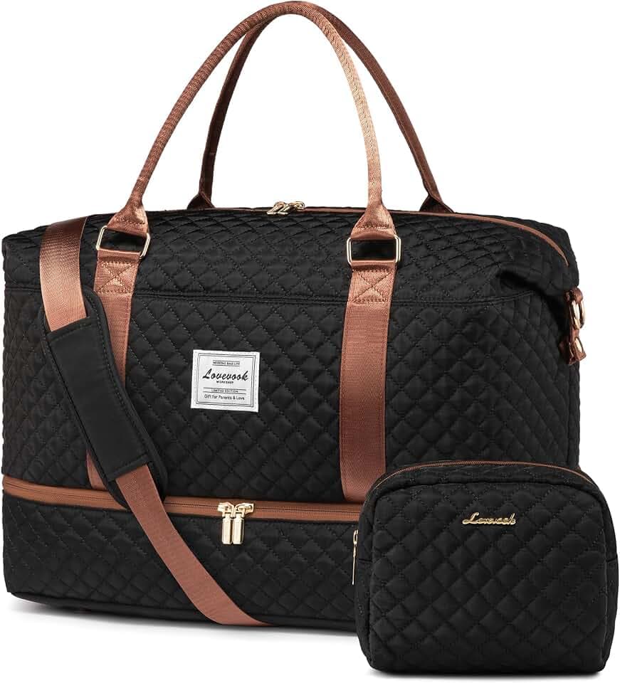 LOVEVOOK Travel Duffle Bag,Weekender Bags for Women with Shoe Compartment