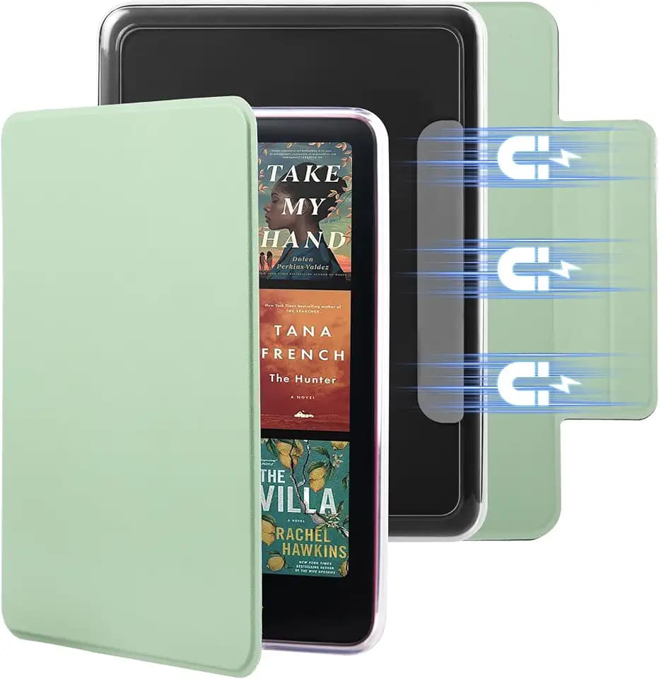 Abnehmbare Magnetische Hülle kompatibel mit Kindle Paperwhite 12. Generation 2025/2024 & Colorsoft, 7" Muschelabdeckung Cover Leichte Case mit Auto Wake/Sleep (Matchagrün)