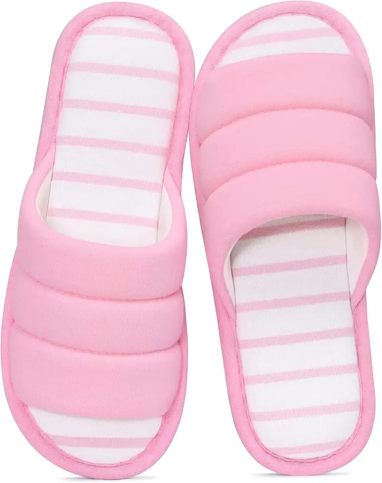 shevalues Open Toe House Slippers for Women Men Memory Foam Bedroom Shoes