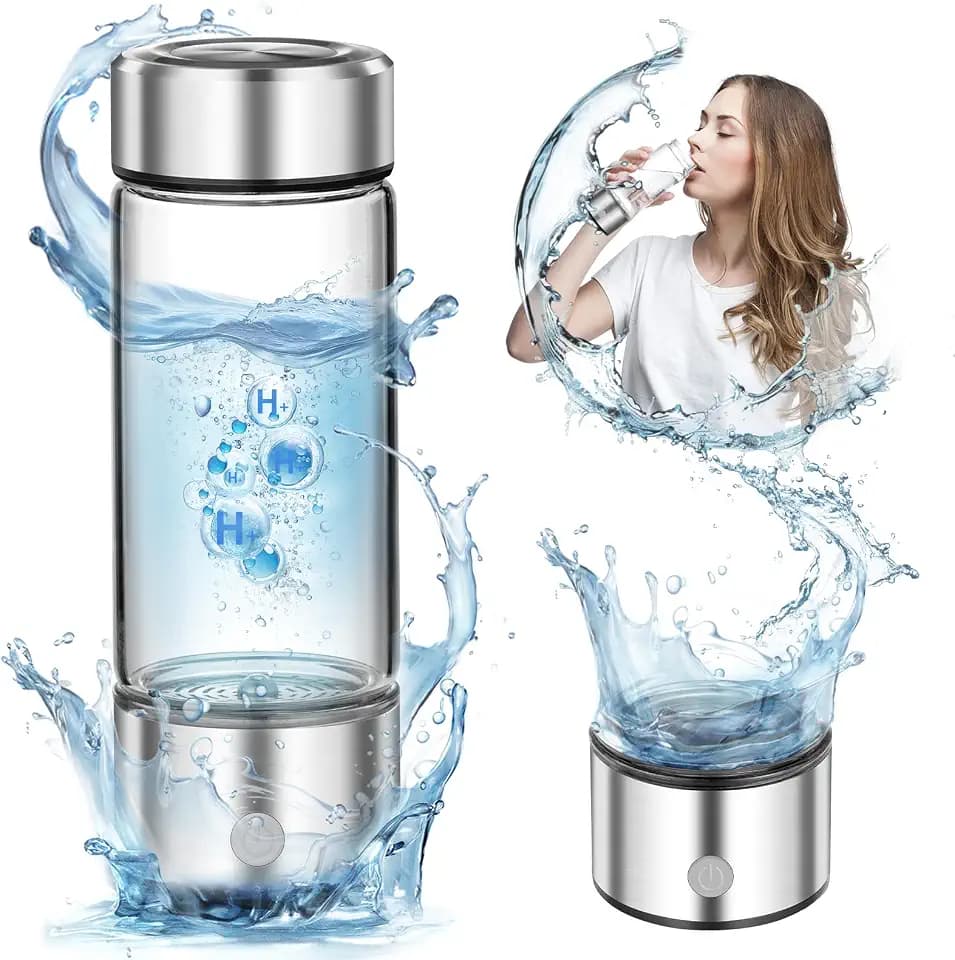 Wasserstoff-Wasserflasche, 420 ml Tragbarer Wasserstoff Wasserflaschen Generator, erzeugt schnell Wasserstoffwasser in DREI Minuten, für Büro,Reisen und Tägliches Trinken (Silbrig)