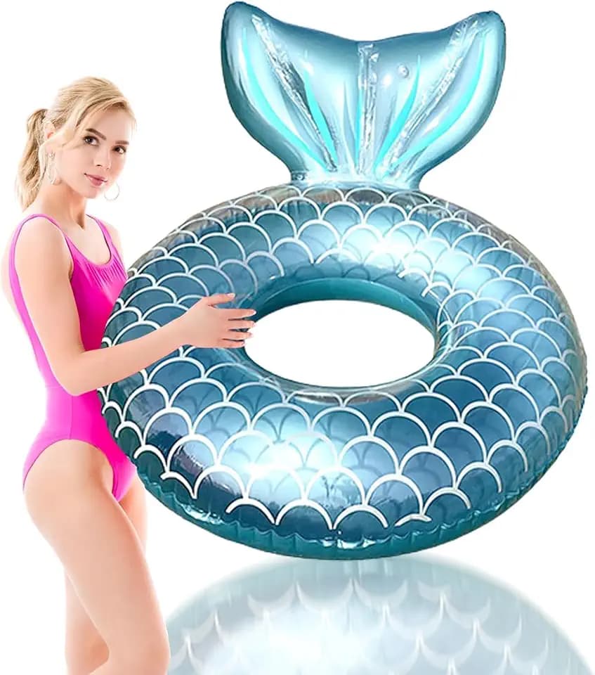 Meerjungfrau Aufblasbarer Schwimmring Erwachse, Rosa/BluaWassernixen Schwimmreifen Aufblasbar Ring, Pool Spielzeug Wasserspielzeug für Mädchen Schwimmbad Wasser Outdoor Strand Party Zubehör
