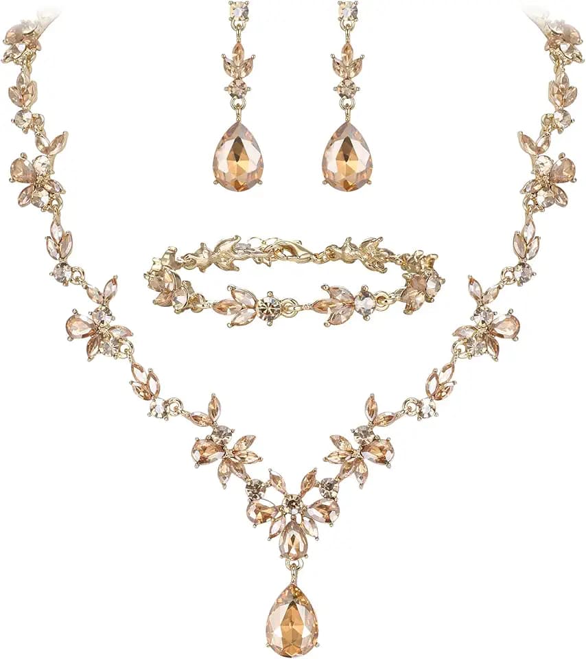 BriLove Wedding Jewelry Set for Women,Gorgeous Crystal Bridal Accessories