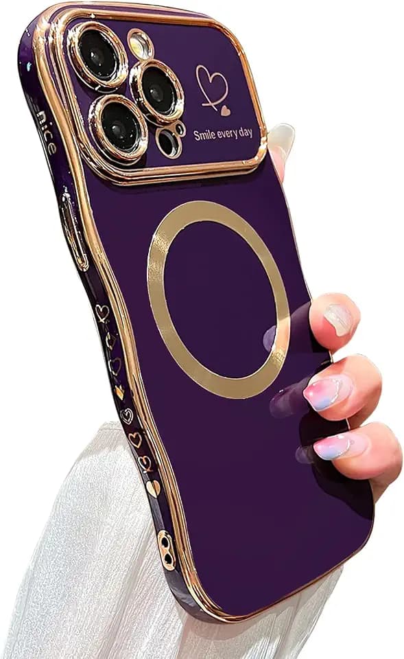 ZONRW for iPhone 13 Pro Max Case Magnetic,Cute Wave Shape, Dark Purple