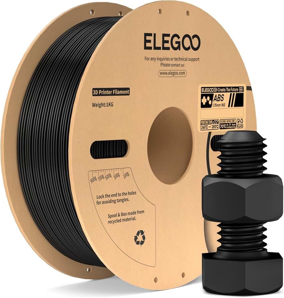 ELEGOO ABS Filament 1,75 mm Schwarz 1KG, 3D Drcuker Filament