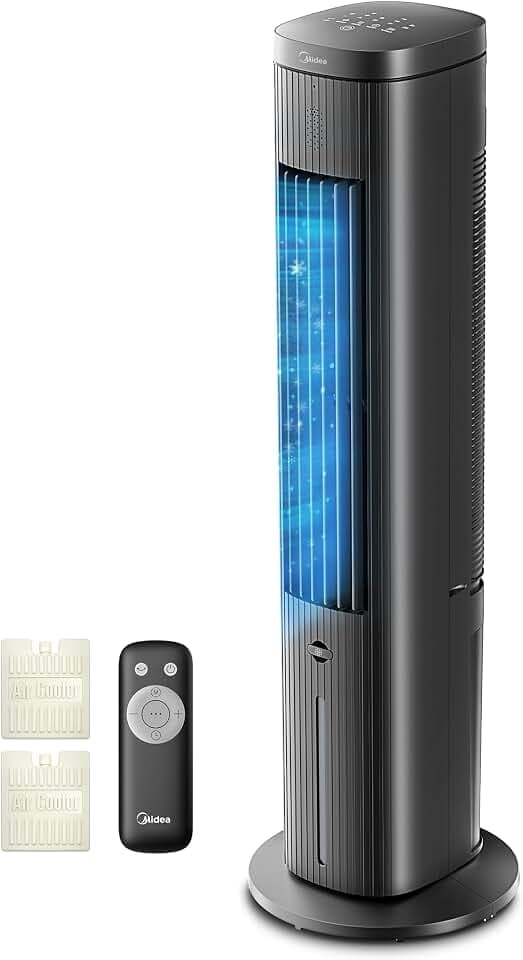 Midea MAC25JRB Luftkuehler, 5L Wassertank, 75 Grad Schwenk, Schwarz