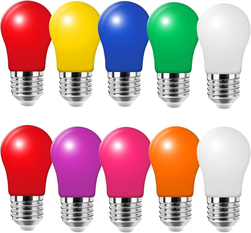 10er Pack Bunte Glühbirnen E27,3W Farbige LED Birne,E27 Bunte Glühbirnen außen,E27 LED Bunt für Lichterkette,Party,Weihnachten Deko