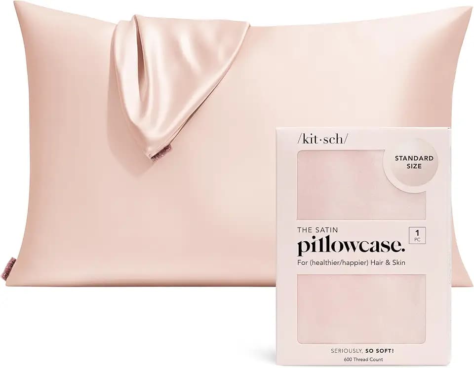 Kitsch 100% Satin Kissenbezug mit Reißverschluss, weicher als Seide Kissenbezug für Haar & Haut, kühlender Kissenbezug, Satin Kissenbezug (Standard/Queen (1 Pack), Blush)