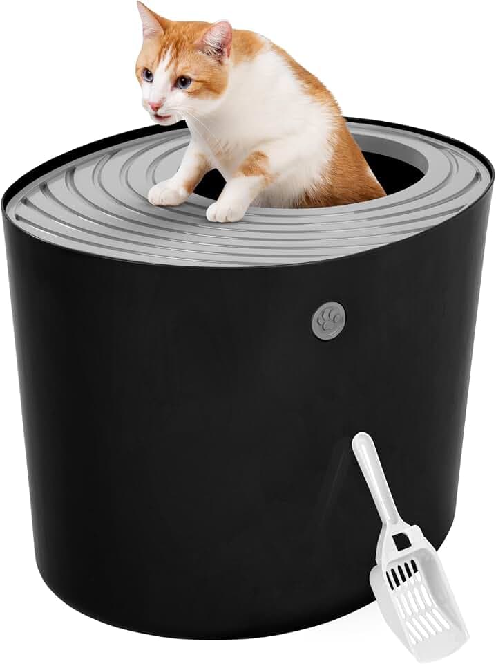 Iris Ohyama Katzenklo mit Schaufel, bis 7 kg, Schwarz/Grau, mit Deckel, Katzentoilette, leicht reinigen, Für große Katzen, Kätzchen, geschlossen, XXL Toilette, BPA-frei, Cat Litter Box, PUNT-530