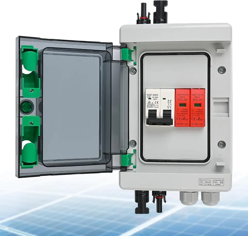 Überspannungsschutz PV DC 1000V Blitzschutz Leistungsschalter IP65 Wasserdicht 1 String 4 Modul Solar PV Anschlusskasten