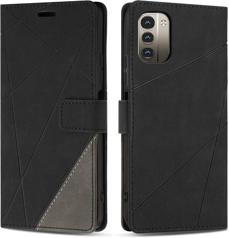 Hülle für Nokia G21, Premium PU Leder Handyhülle Flip Case Wallet Silikon Schutzhülle Klapphülle für Nokia G21, Schwarz