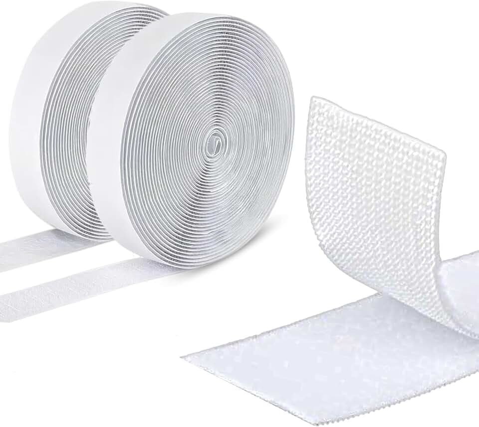 Amriz Klettband Selbstklebend Extra Stark 10m Sticky Back Fastening Tape 20mm Breit Doppelseitiges Streifenband (Weiß)