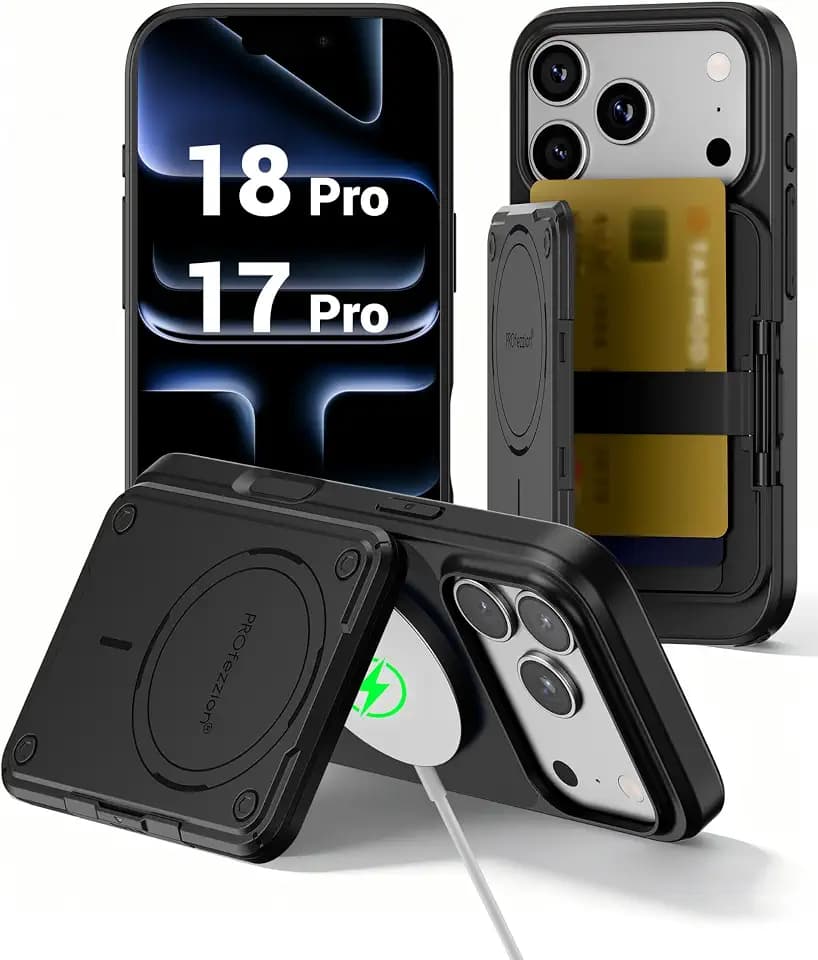 PROfezzion for iPhone 18 Pro/17 Pro Case Wallet 3-Card Holder with MagSafe