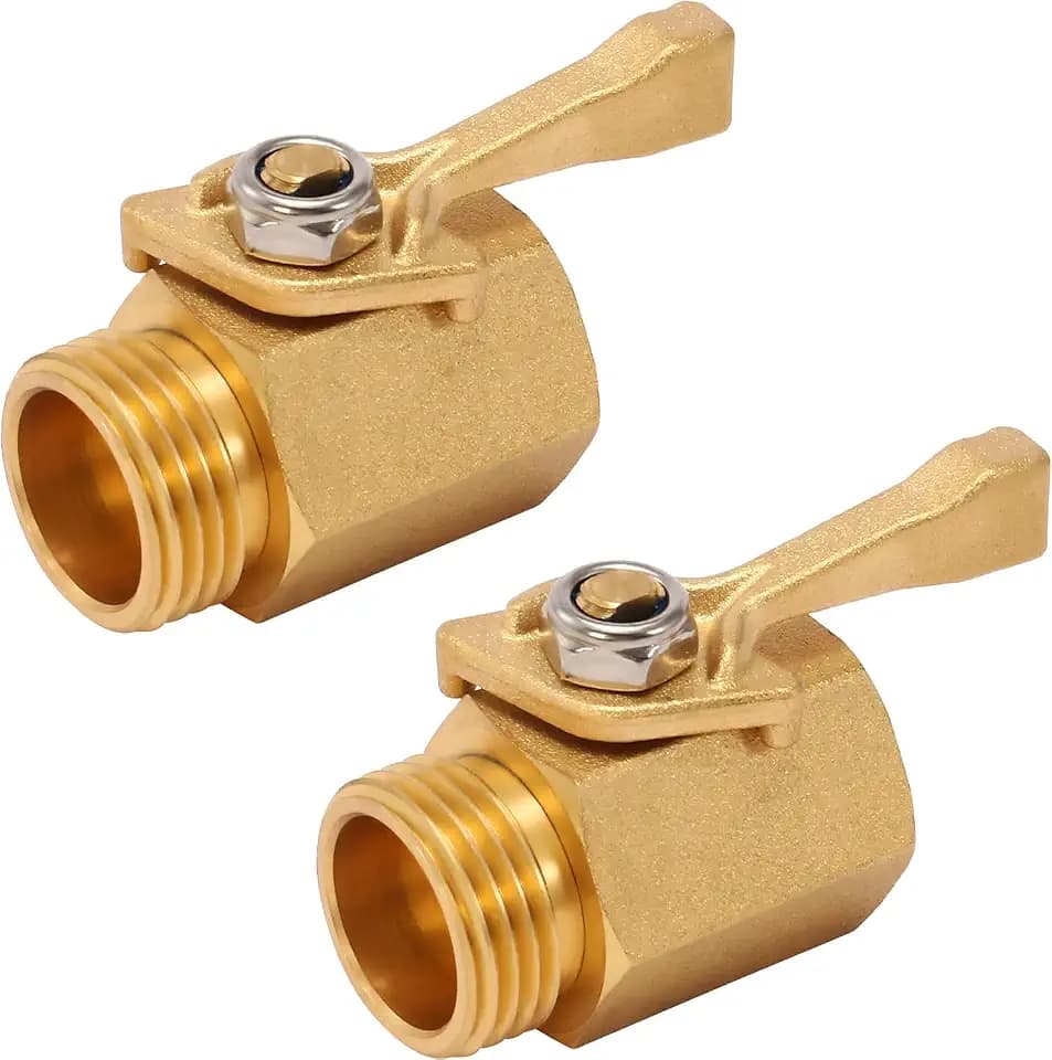 M MINGLE Regulierventil für Gartenschlauch, robust, Messing, 7,62 cm, 2er-Pack mit 2 Gartenschlauch-Unterlegscheiben
